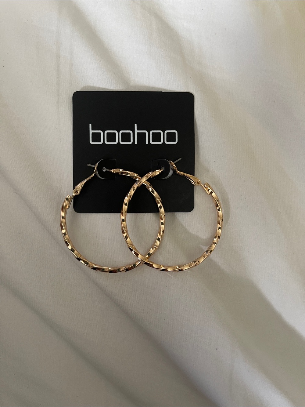 boohoo Textured Gold Hoop Earrings